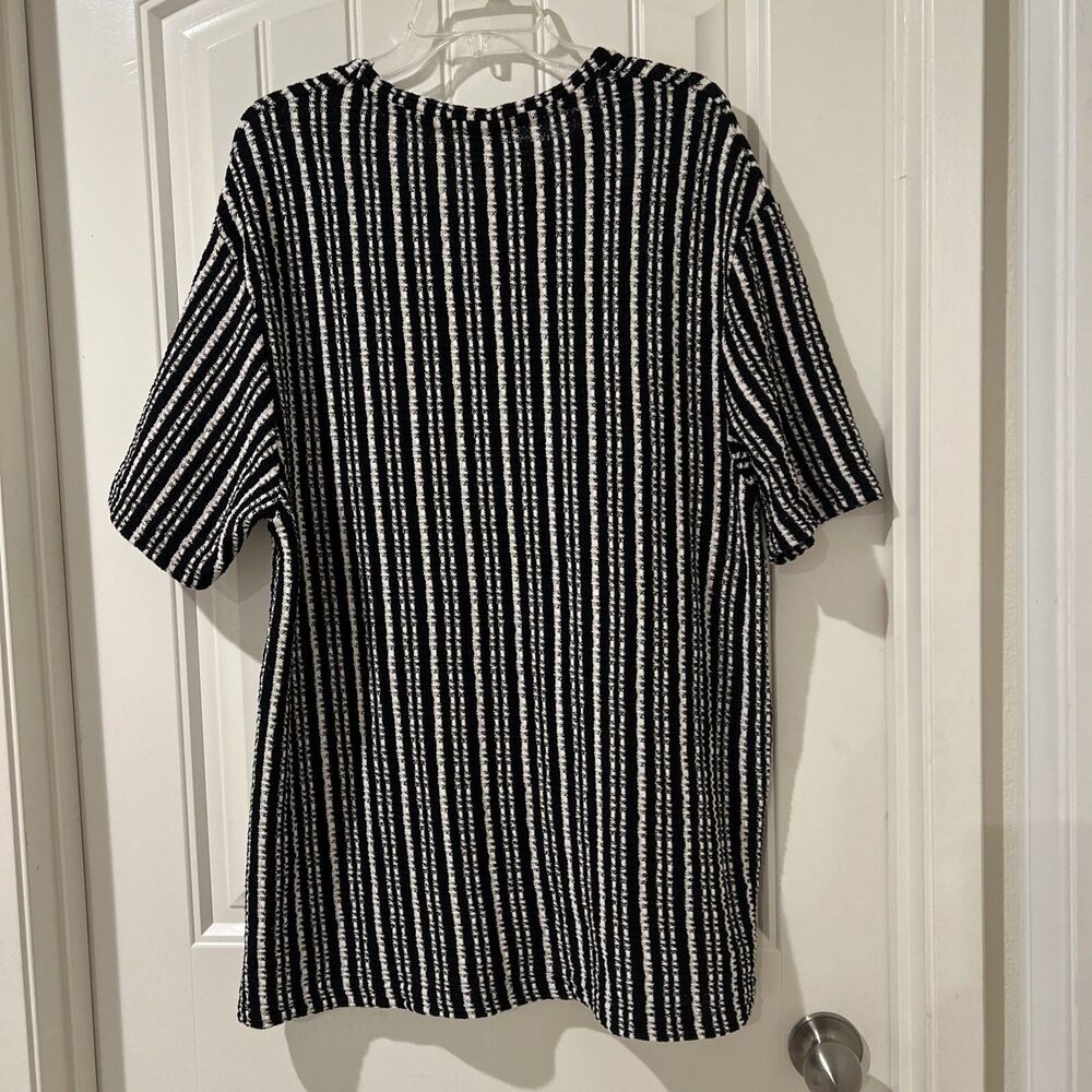 Zara Vertical Stripe Crewneck T-Shirt Men’s Size XL Short Sleeves Black/White - Picture 3 of 9